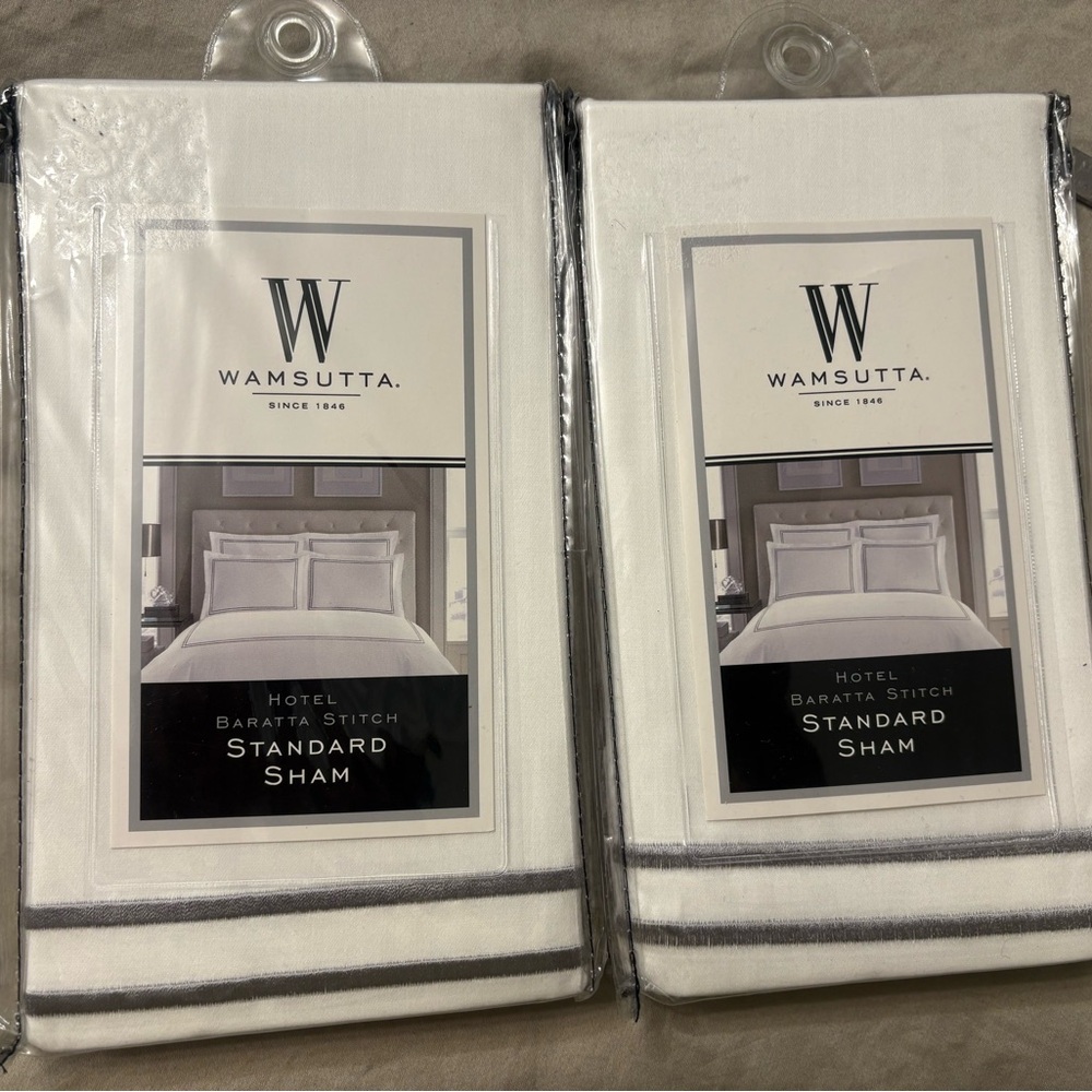 Wamsutta Hotel Baratta Stitch Standard Sham - White and Gray